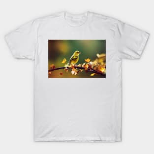 Cute tiny yellow bird on a branch T-Shirt